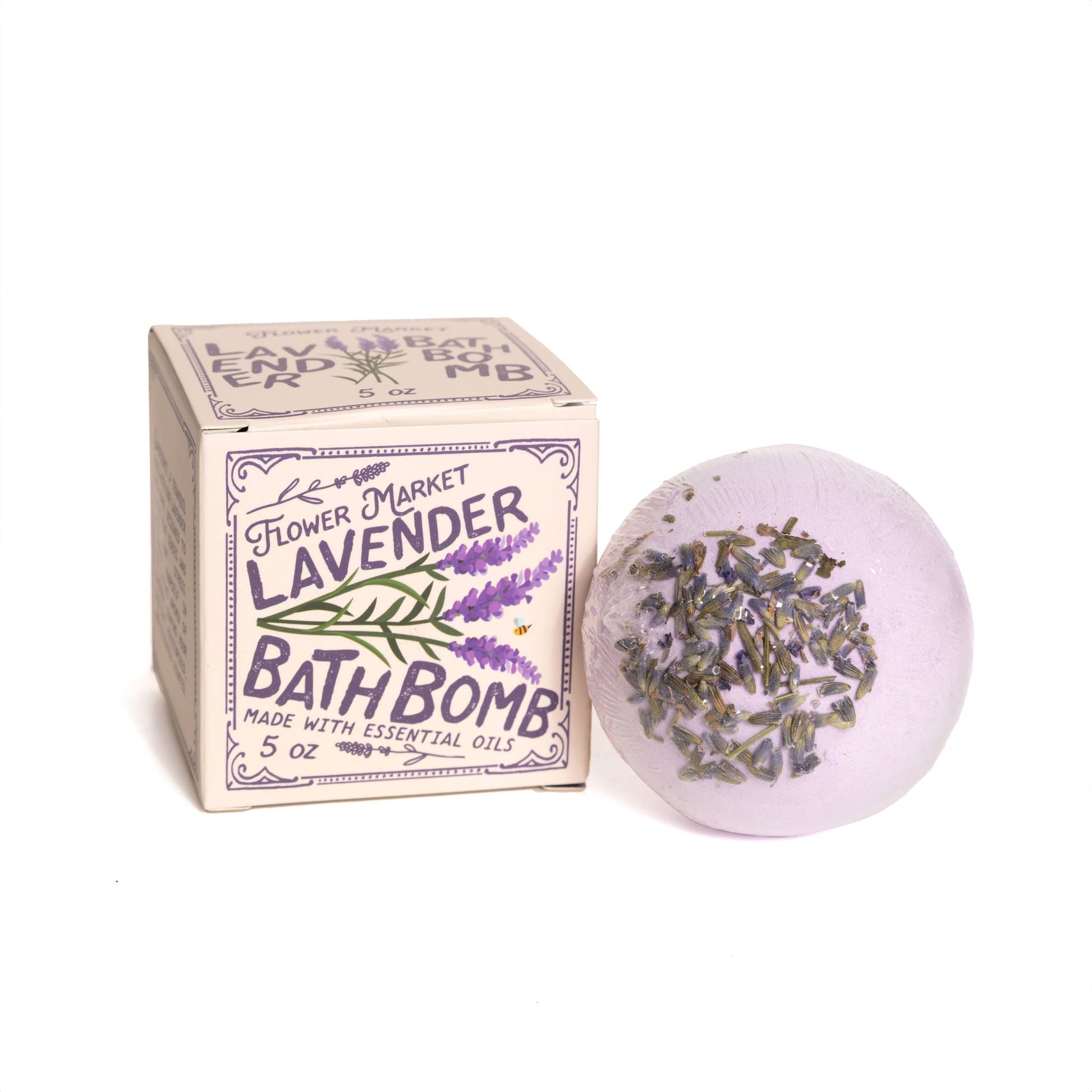 Blsykt Lavender bath bomb with packaging on a white background