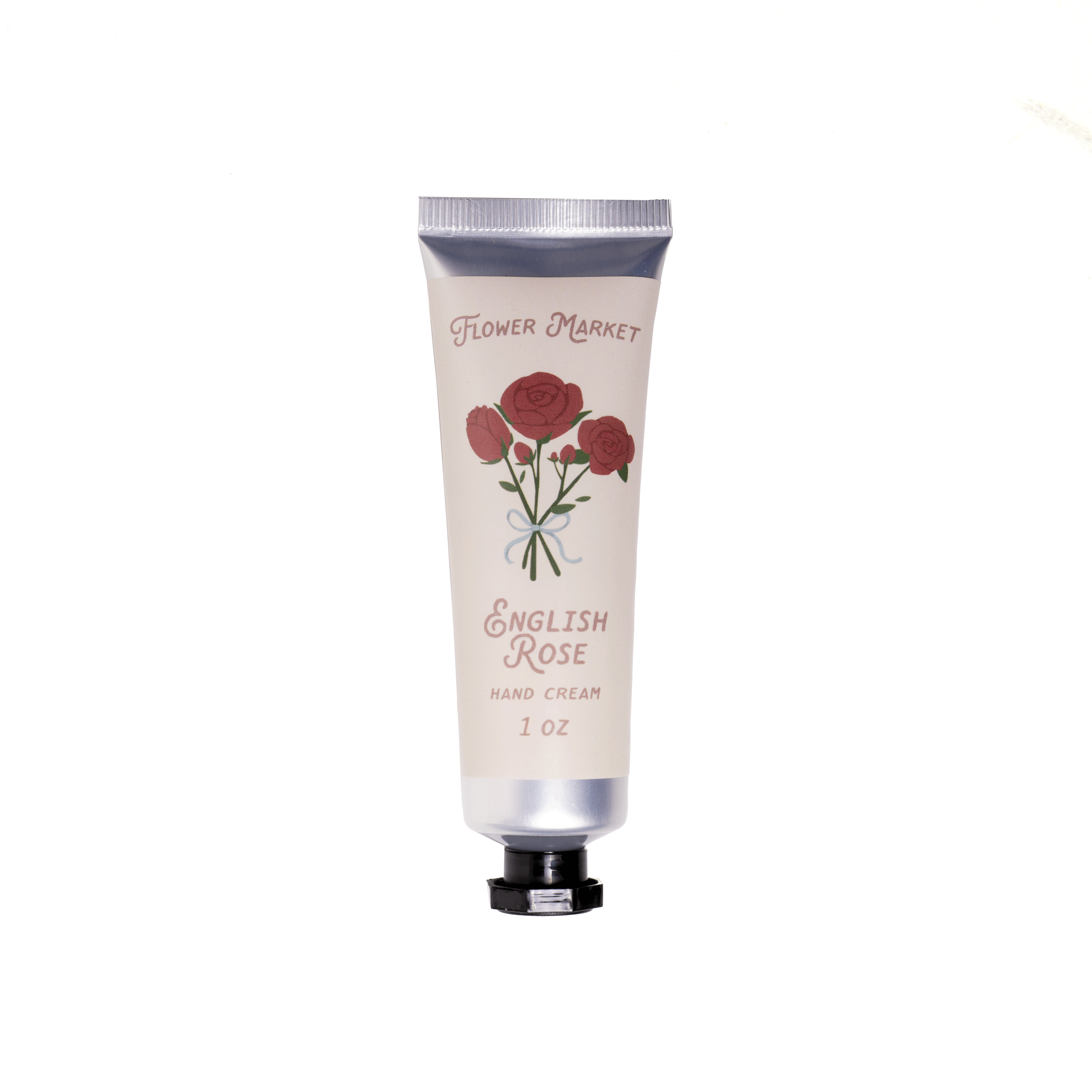 Blyskt Hand cream tube labeled 'English Rose' with floral design on a white background