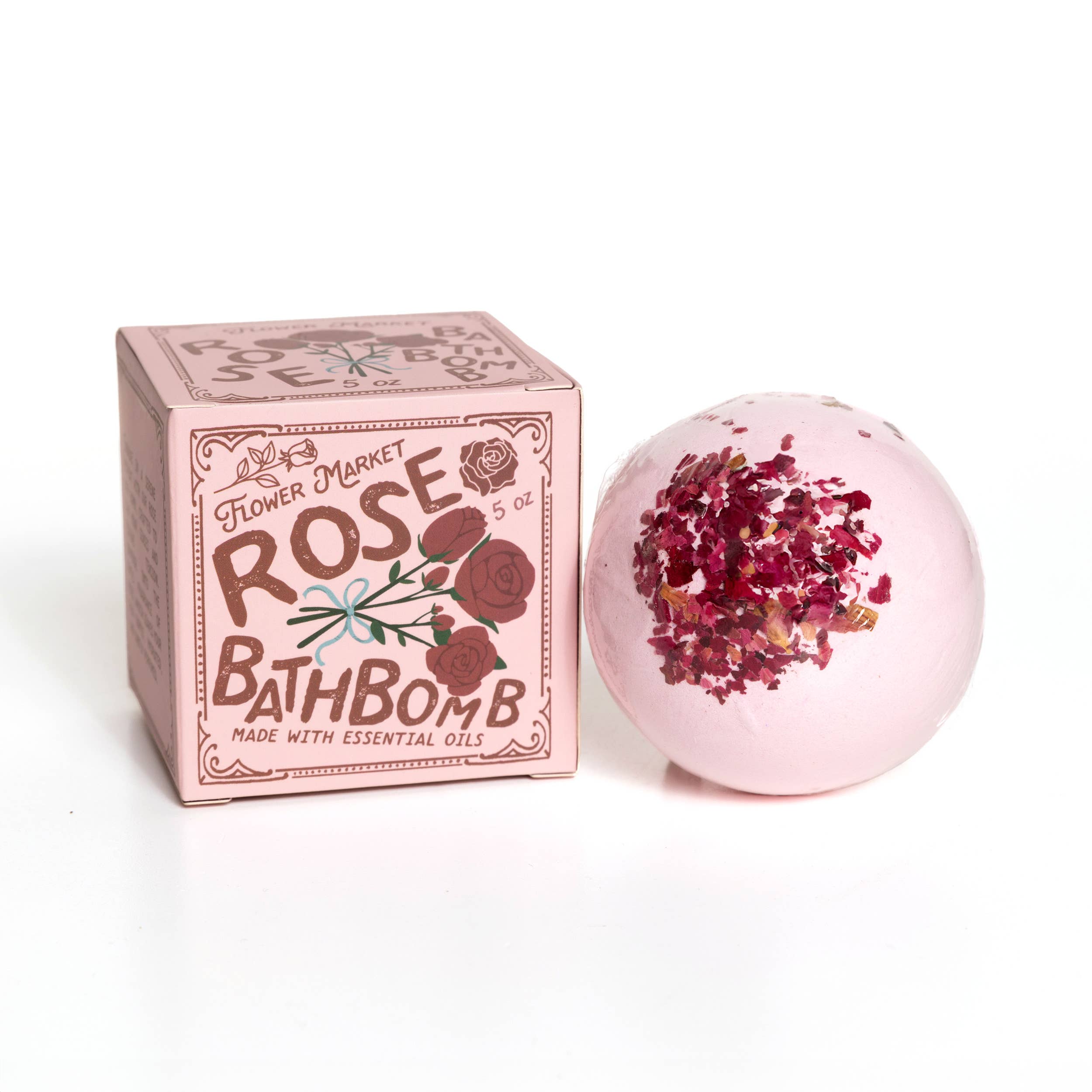 Blyskt Rose bath bomb with packaging on a white background