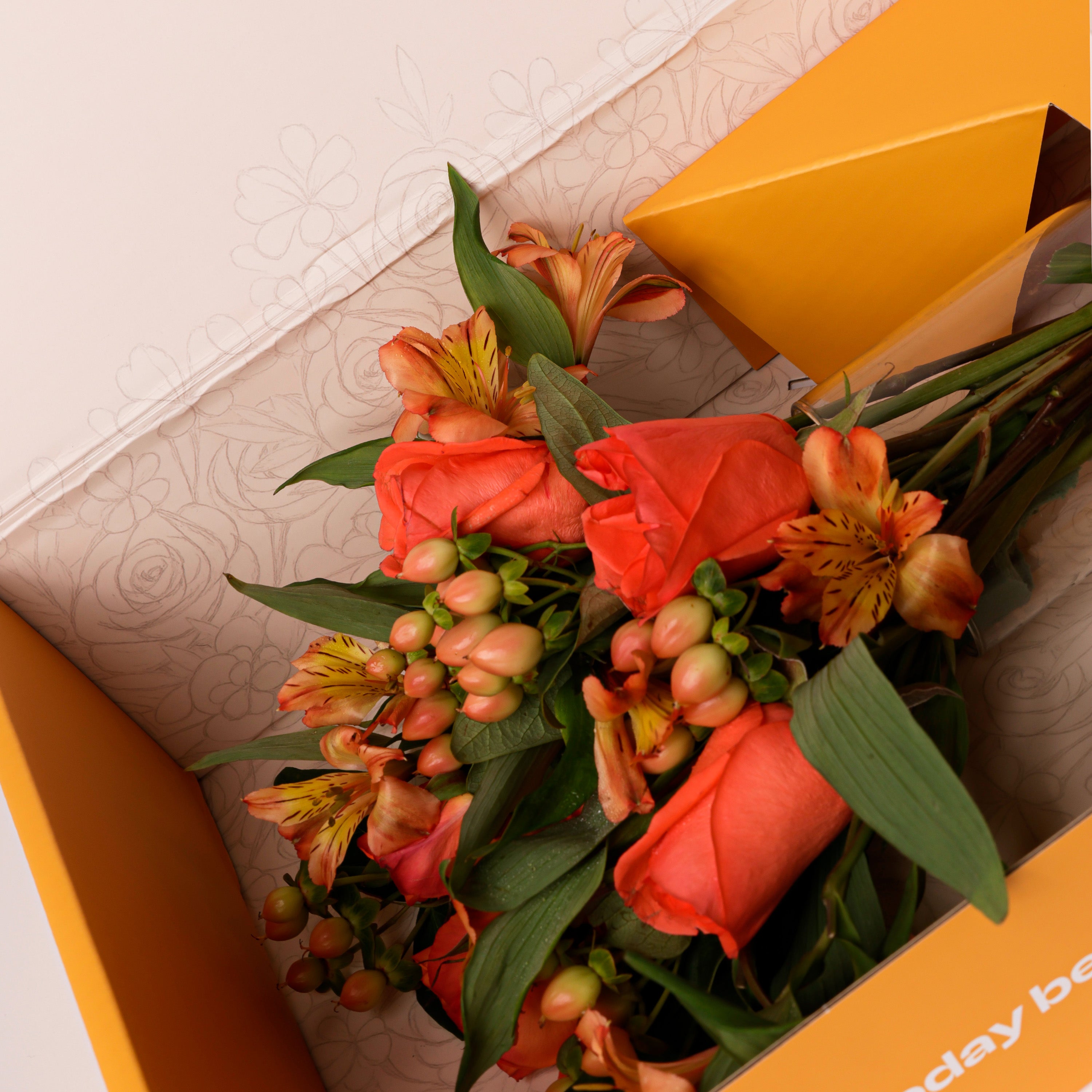 Coral Roses Flower Box