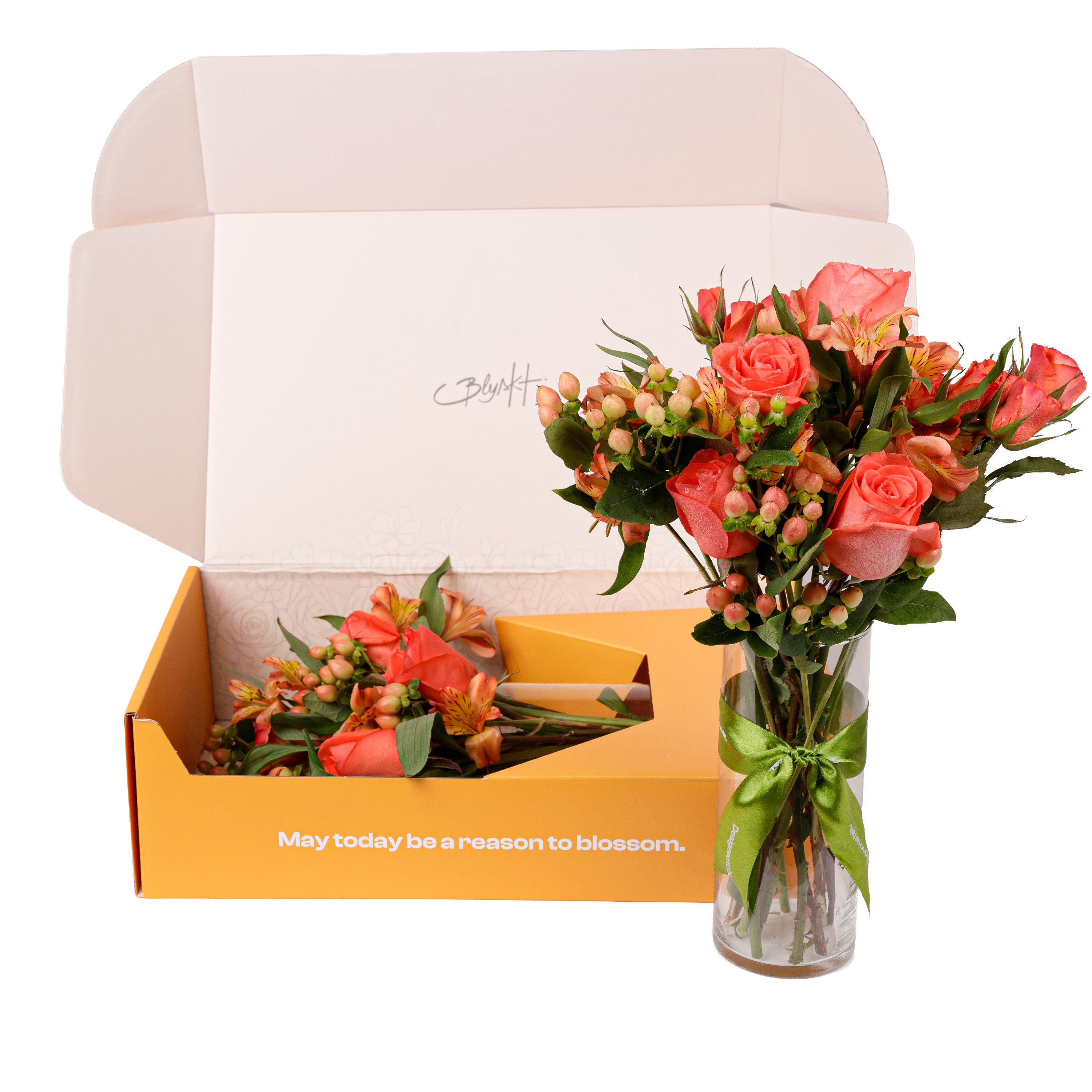 Coral Roses Flower Box