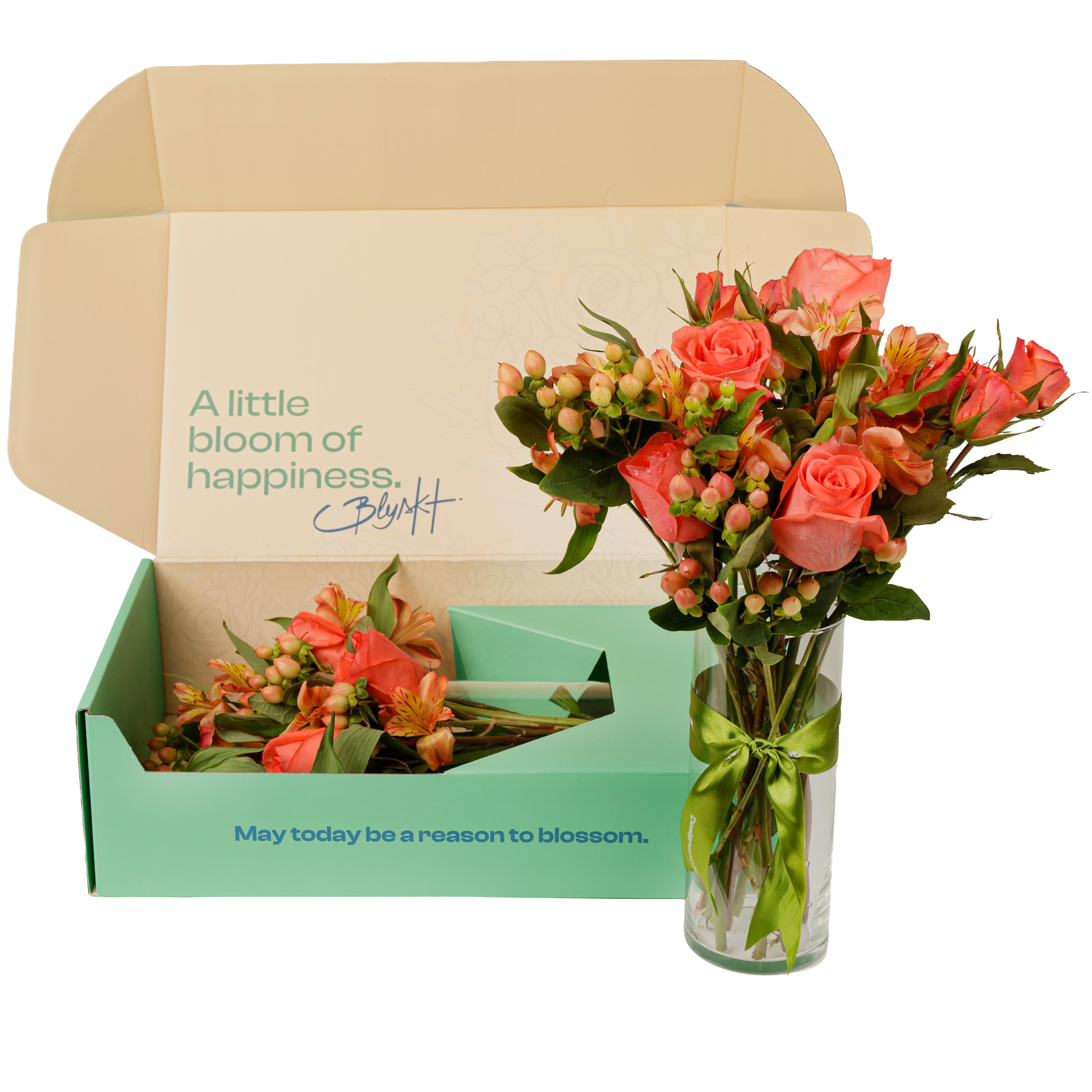 Coral Roses Flower Box