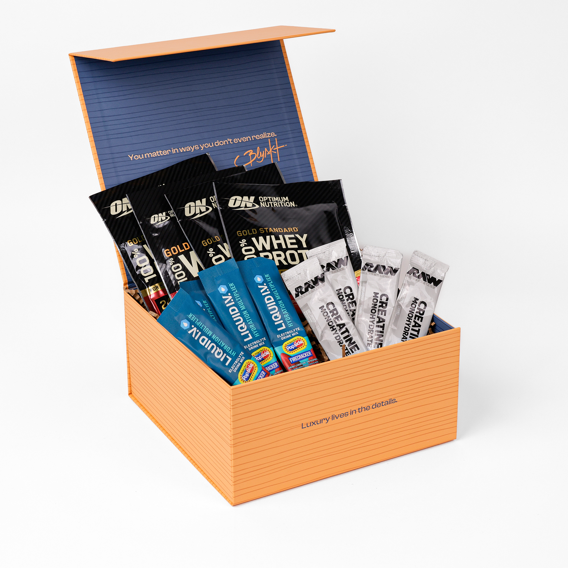 A functional recovery gift box designed to recharge fast. Hydration and performance essentials curated by women-owned Blyskt in Orlando.