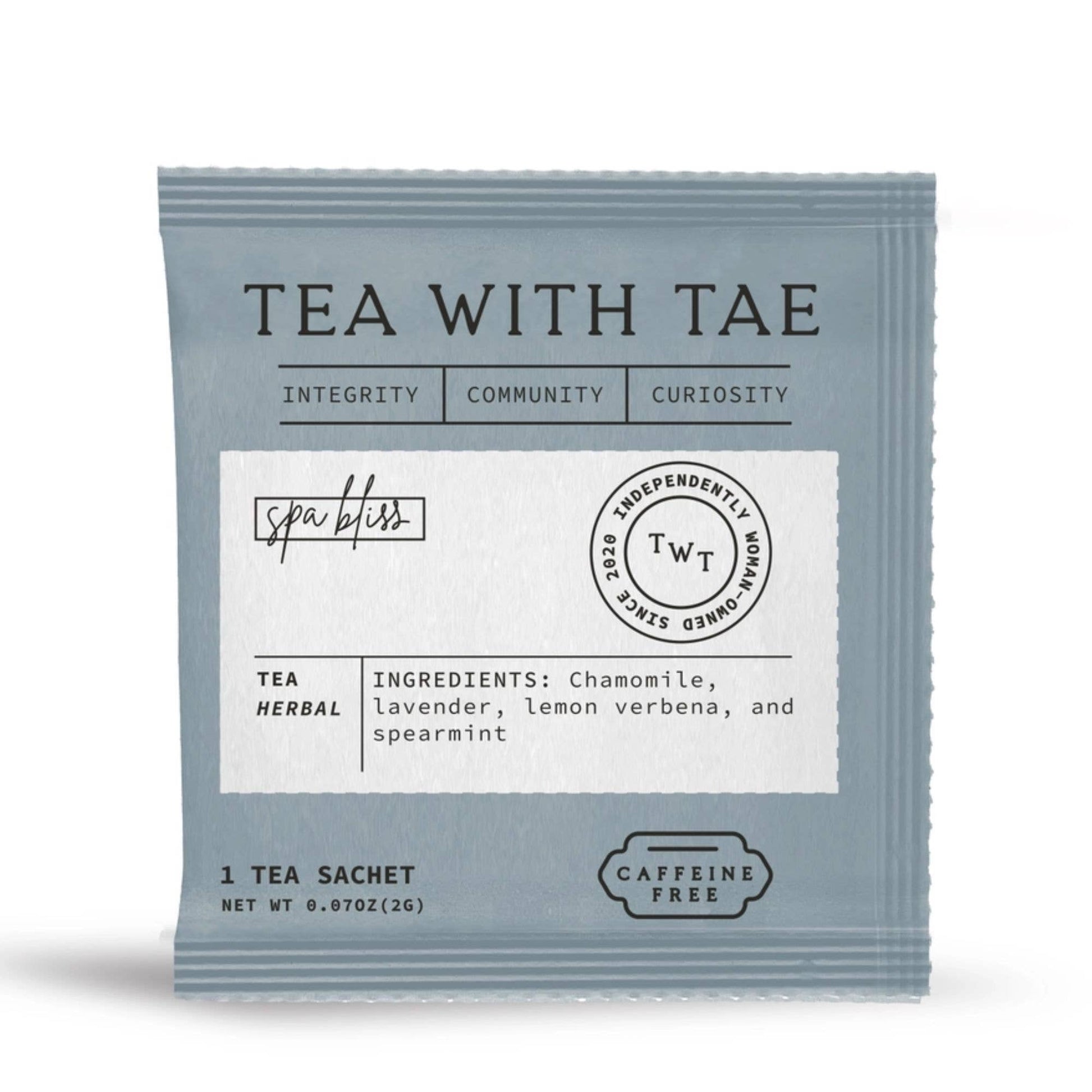 Blyskt gift featuring Tea With Tae herbal tea sachet with chamomile, lavender, lemon verbena and spearmint, caffeine-free Orlando gifting
