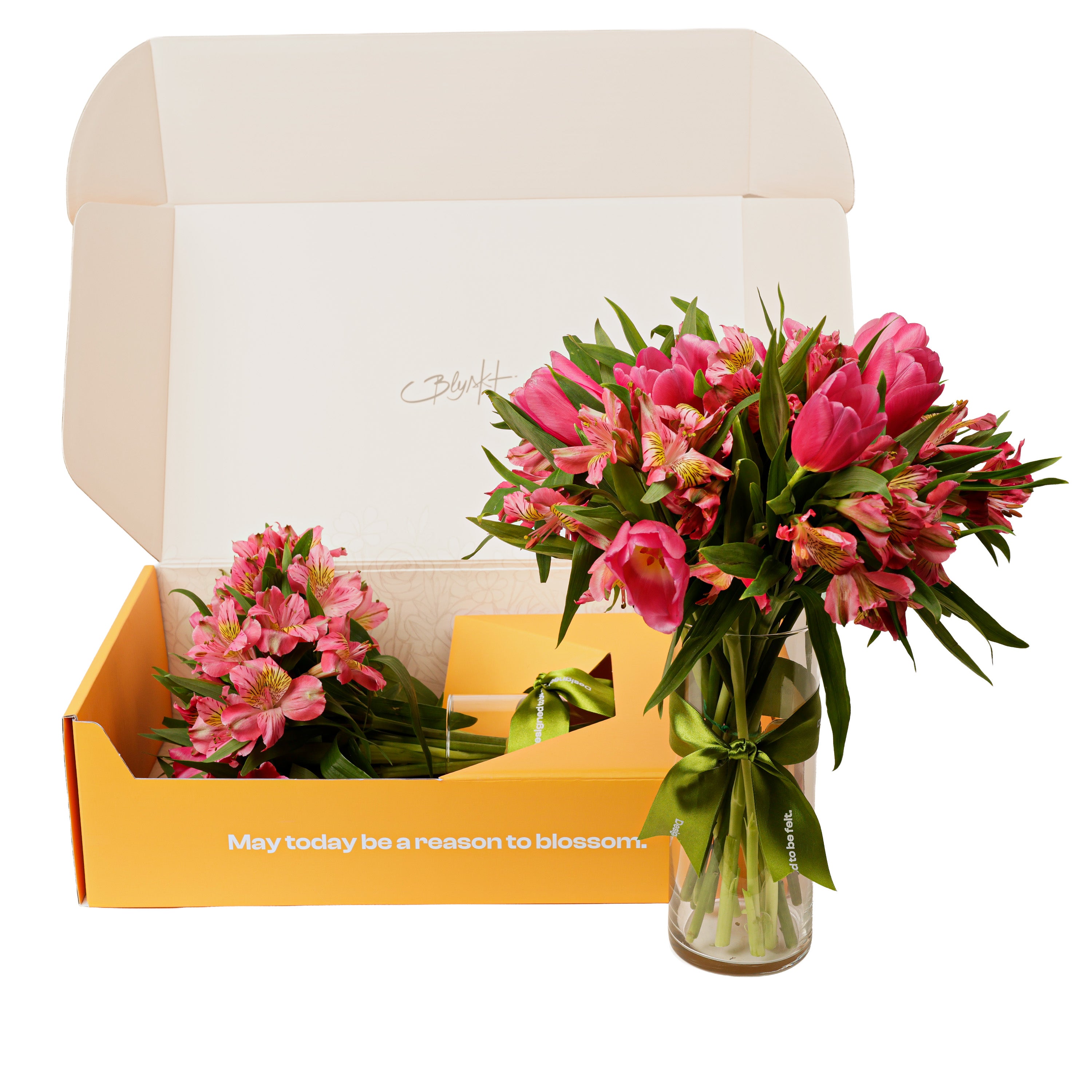 Pink Tulips & Alstroemeria Flower Box
