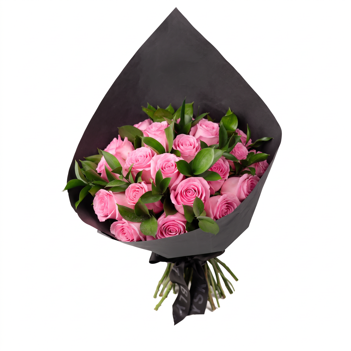 Pink Roses in Black