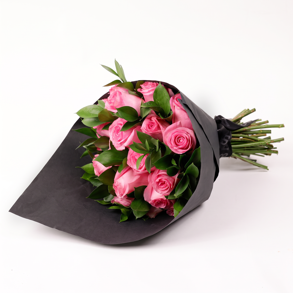 Pink Roses in Black