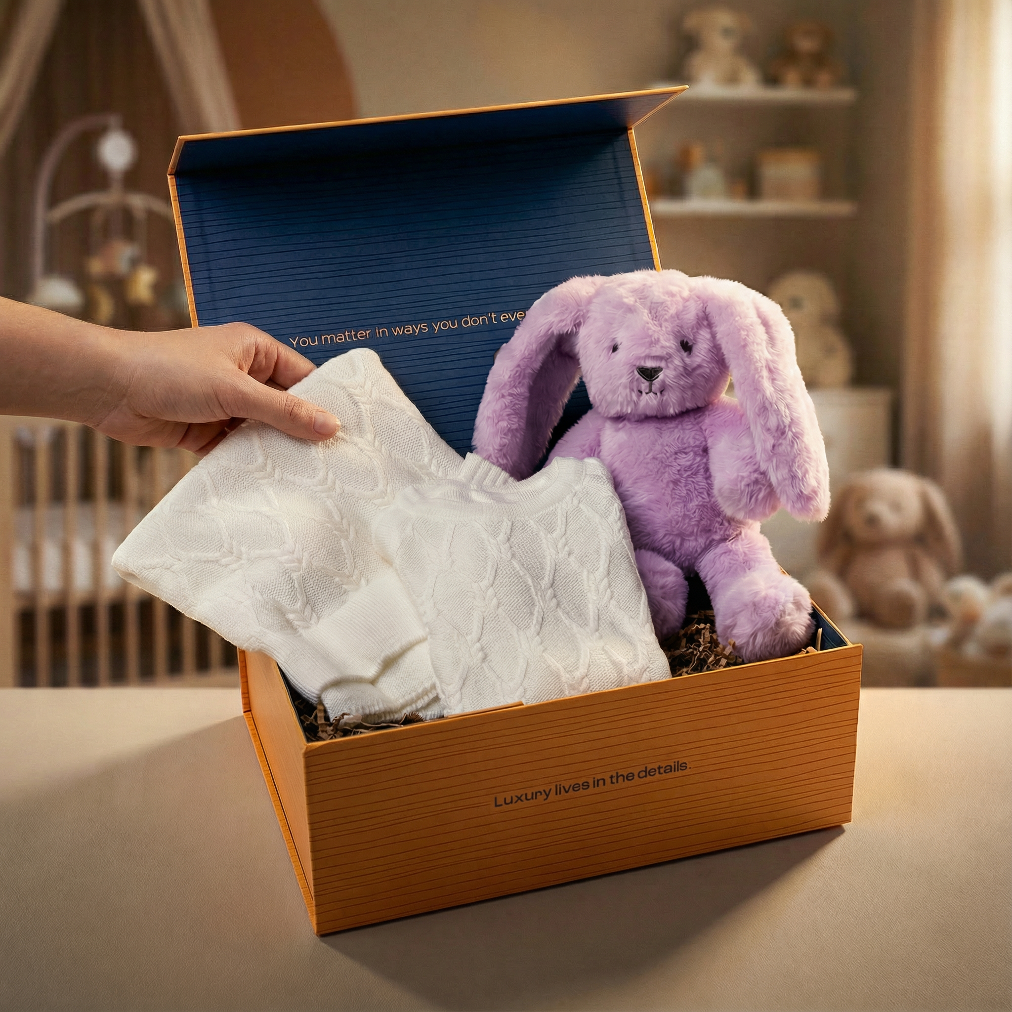 Blyskt baby shower gift box with plush bunny