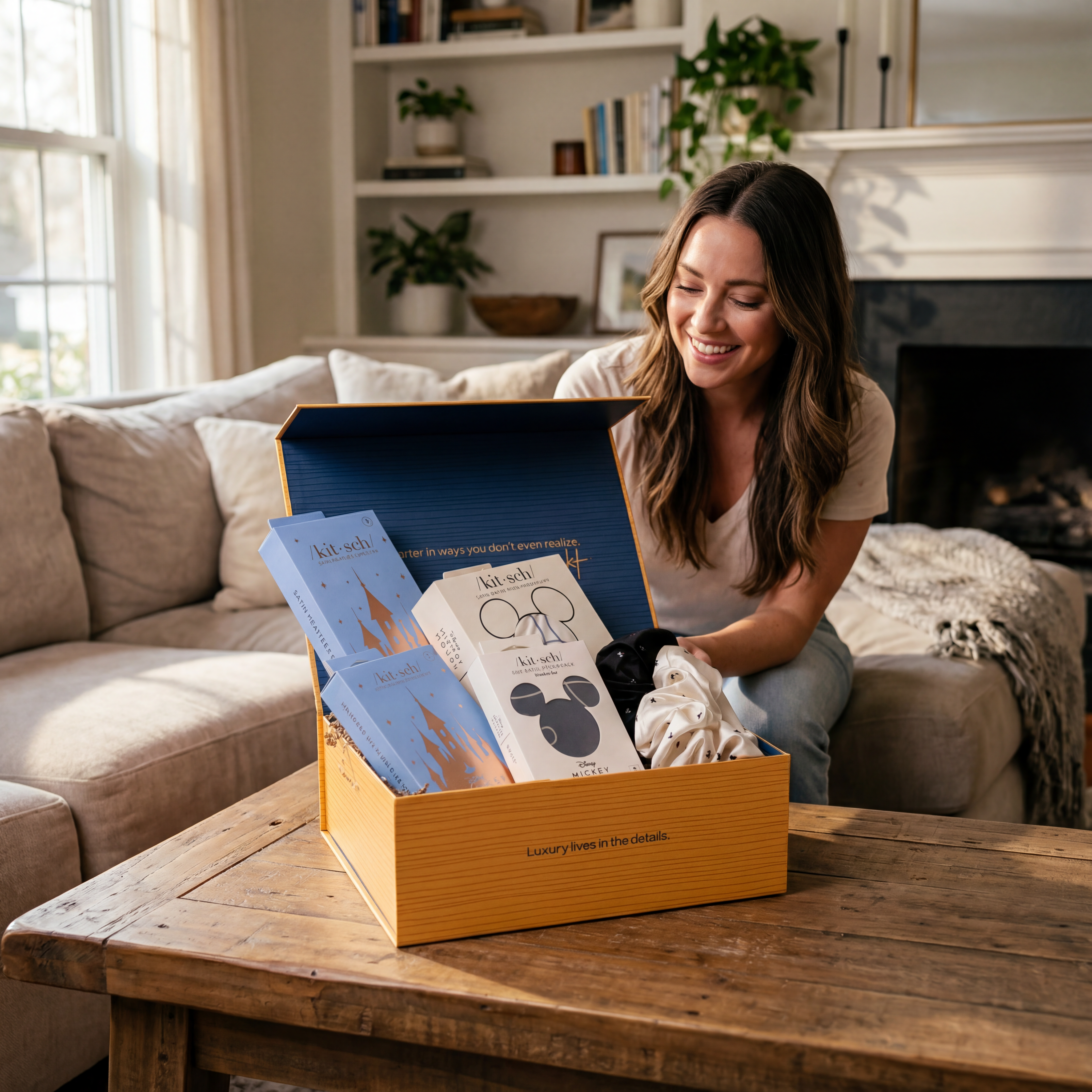 Mickey-inspired satin self-care box