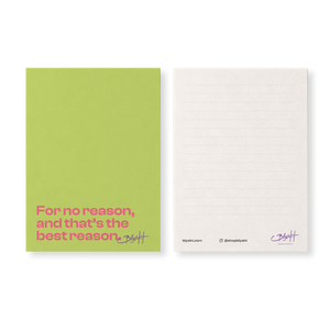 The Best Reason 5x7 matte greeting card by Blyskt — minimalist front/back design.