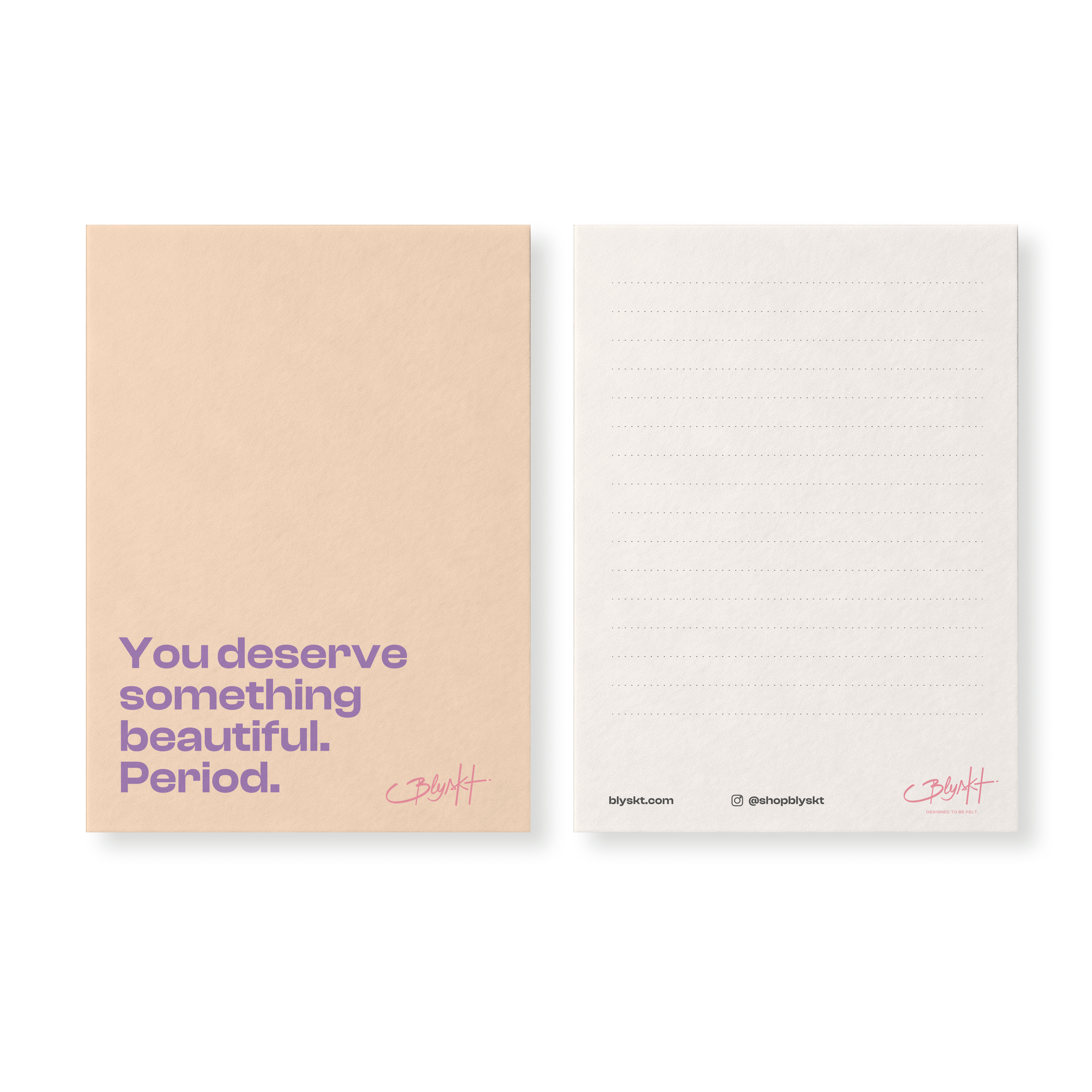 You Deserve Something Beautiful 5x7 matte greeting card by Blyskt — minimalist design.