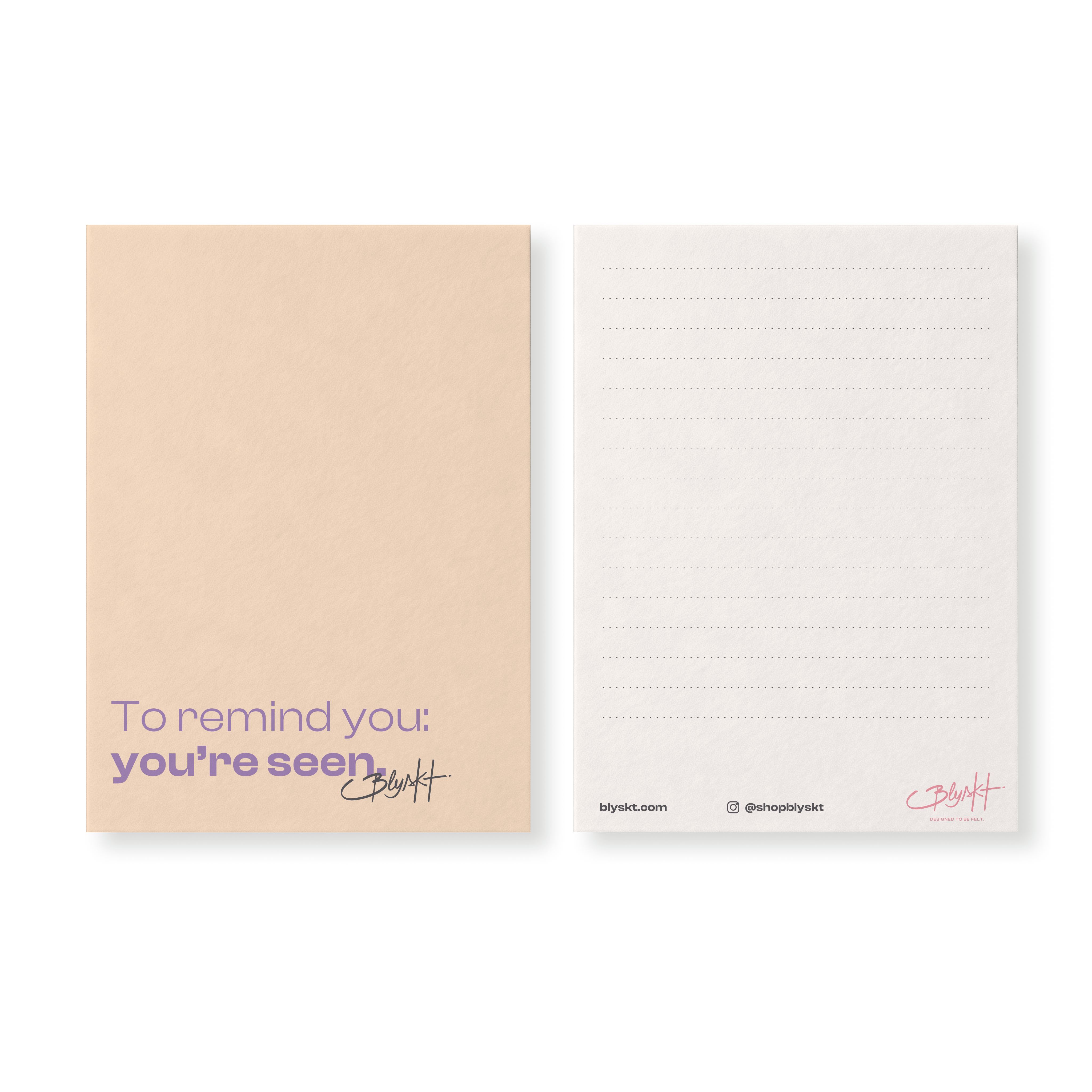 You’re Seen 5x7 matte greeting card by Blyskt — minimalist front/back design.