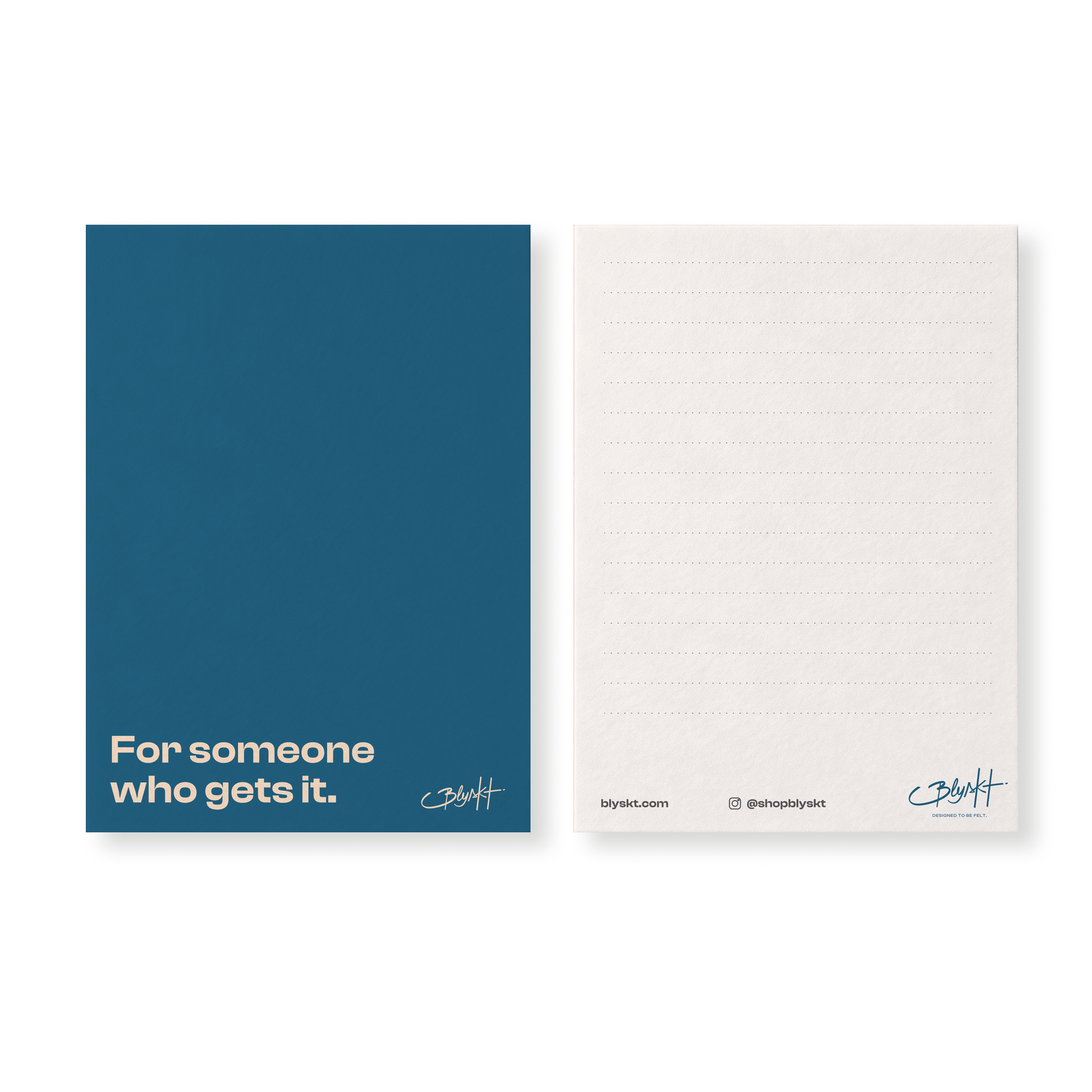 For Someone Who Gets It 5x7 matte greeting card by Blyskt — minimalist design.