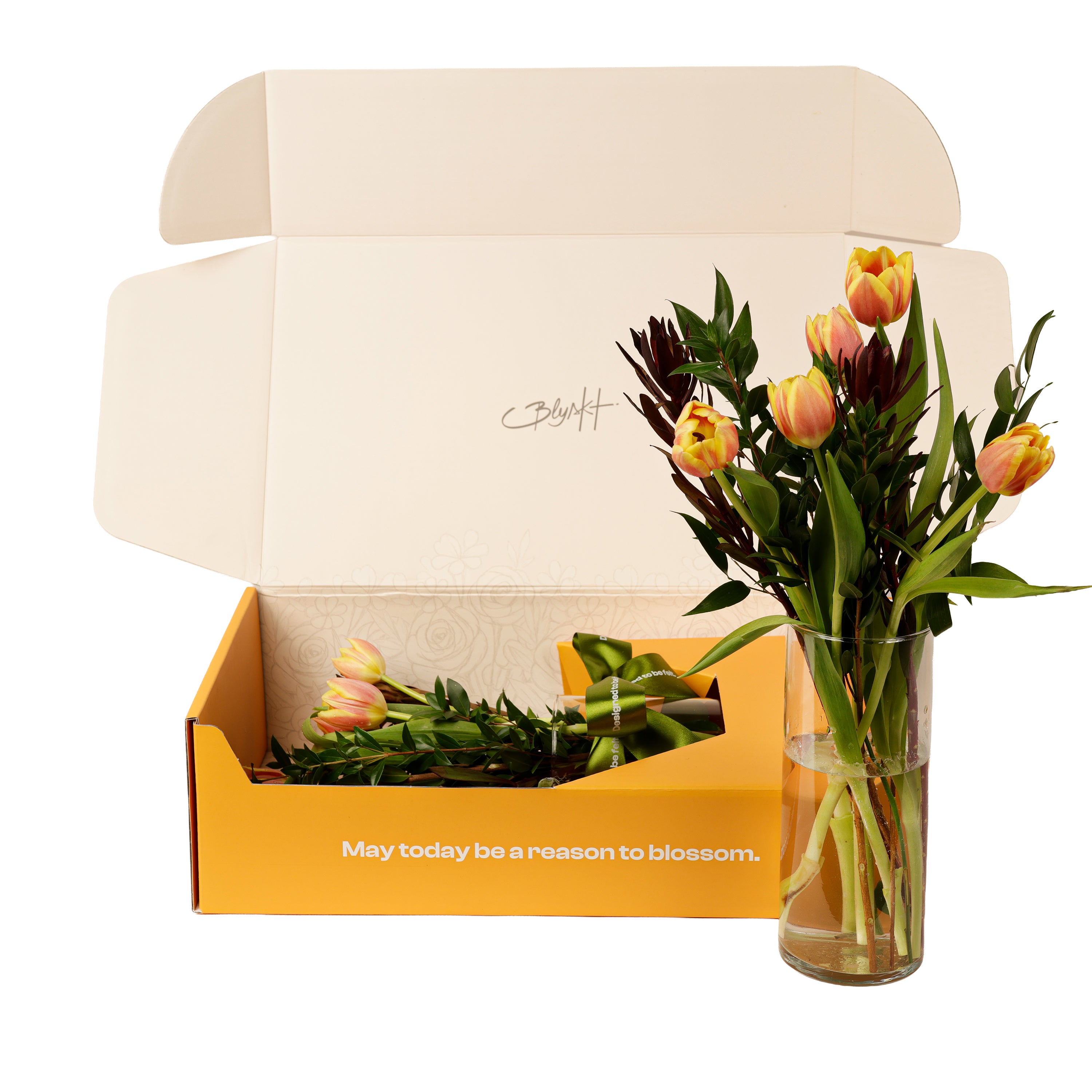Golden Tulip Bloom Flower Box